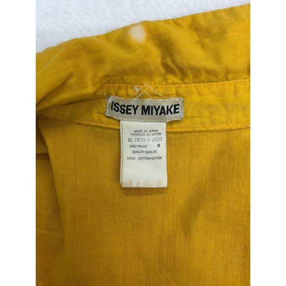 VTG ISSEY MIYAKE Scarf Tie-dye Long-sleeve shirt Small Cotton YLW/All-over patte - Picture 3 of 16